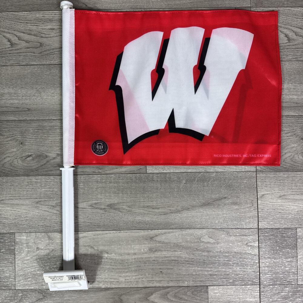 Wisconsin Badgers Double Sided Team Car Flag by Rico Industries